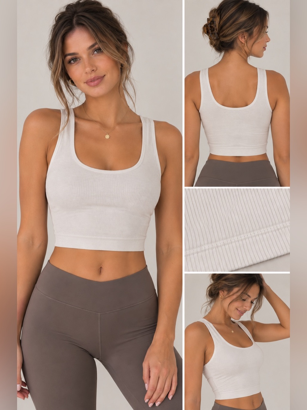Forever 21 Ribbed White Tank Bralette Athletic Crop Top